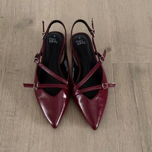 Time and Tru Burgundy Slingback Flats